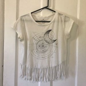 American Eagle frayed cropped tee